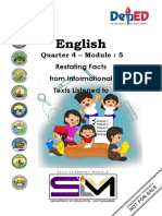 English: Quarter 4 - Module: 5 Restating Facts From Informational Texts Listened To