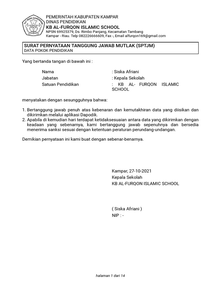 Sptjm Kb Al Furqon Pdf