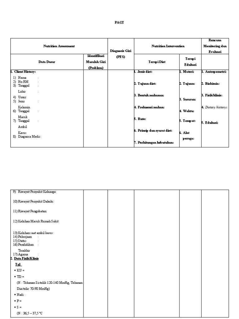 Format dan Contoh PGT Gizi | PDF