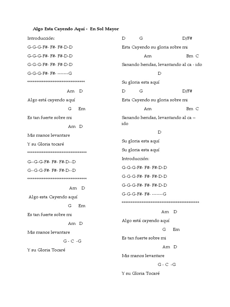 Letra y acordes: Algo Está Cayendo Aquí | PDF