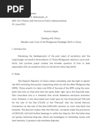 MPA 201 Position Paper Dealing With China Re Benefits and Costs of The Philippines Paradigm Shift To China FOR SCRIBD