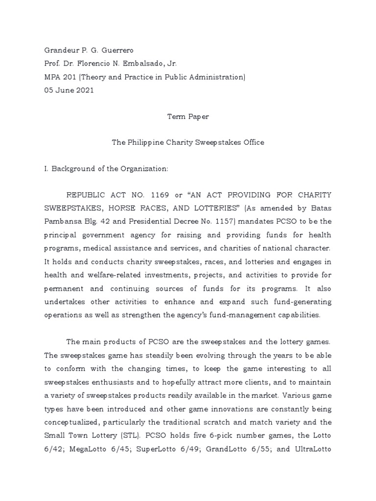 Overview of the Philippine Charity Sweepstakes Office | PDF ...