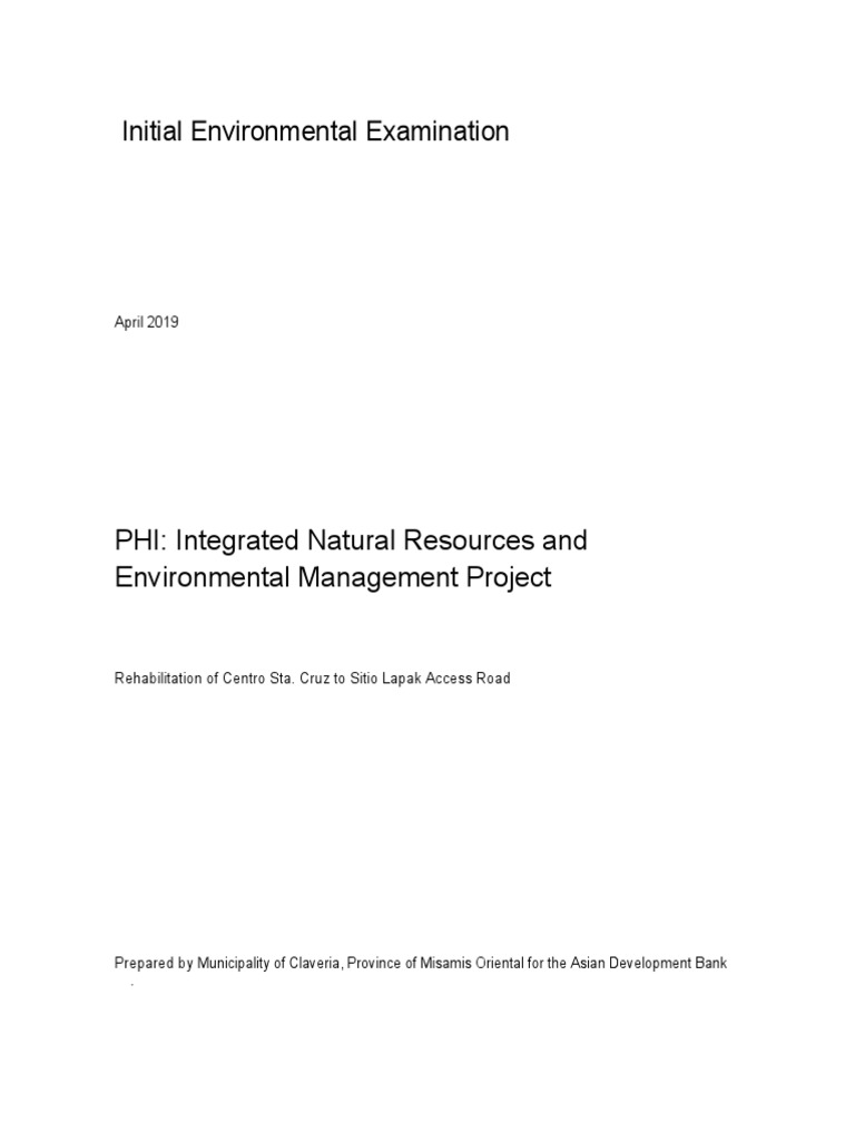 Initial Environmental Examination Report | PDF | Environmental Impact ...