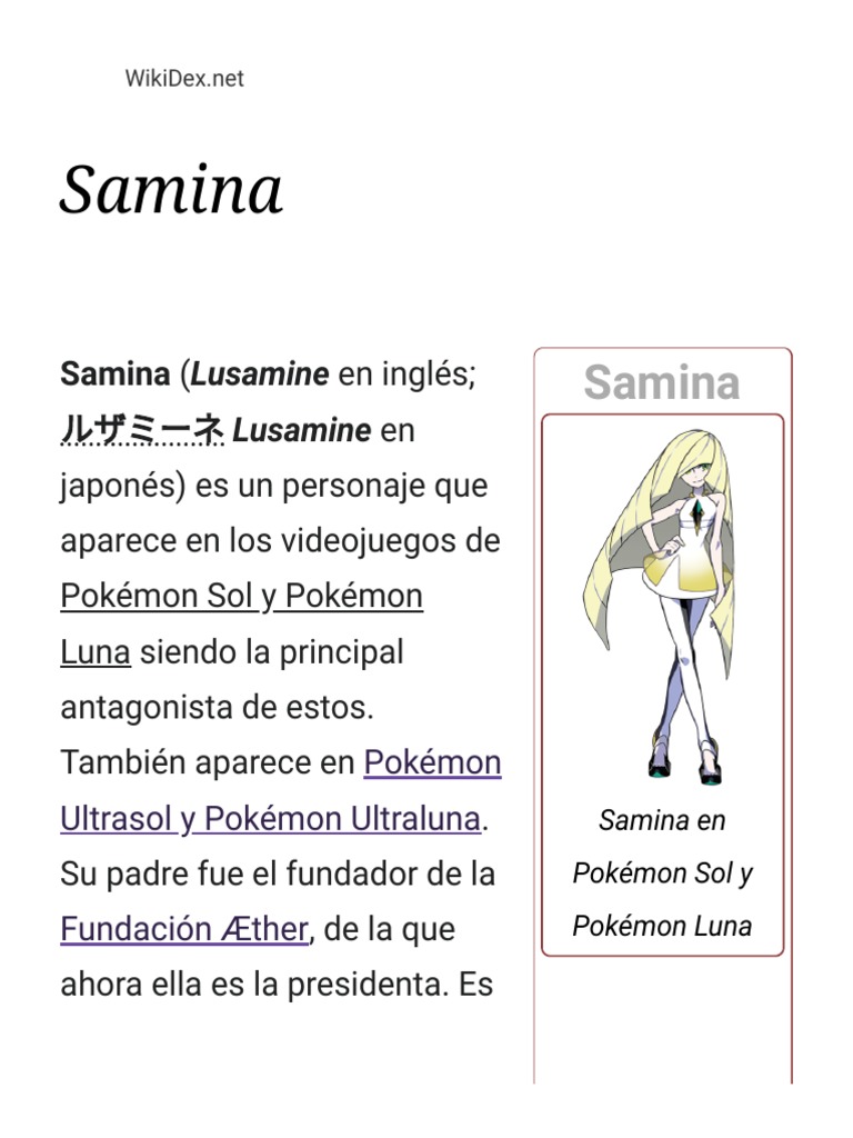 Samina: Antagonista de Pokémon Luna | PDF | Pokémon | Amor