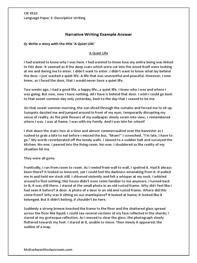 Narrative Writing Sample | PDF