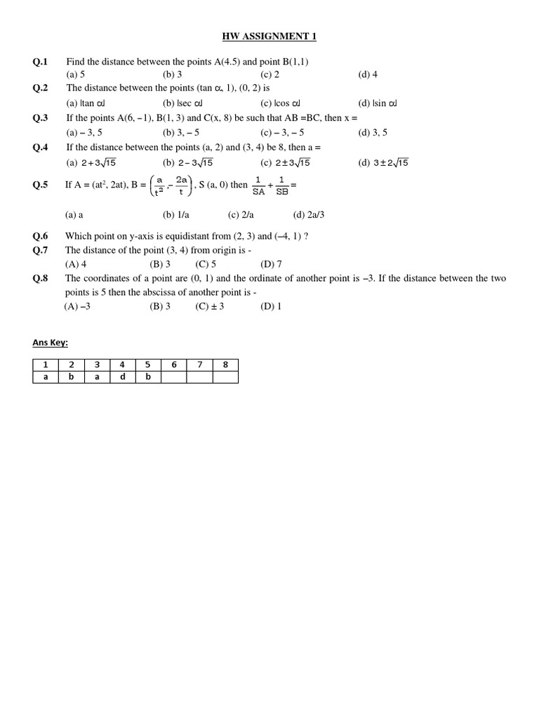 Coordinate Geometry & ST Lines - HW Assignments | PDF | Triangle ...