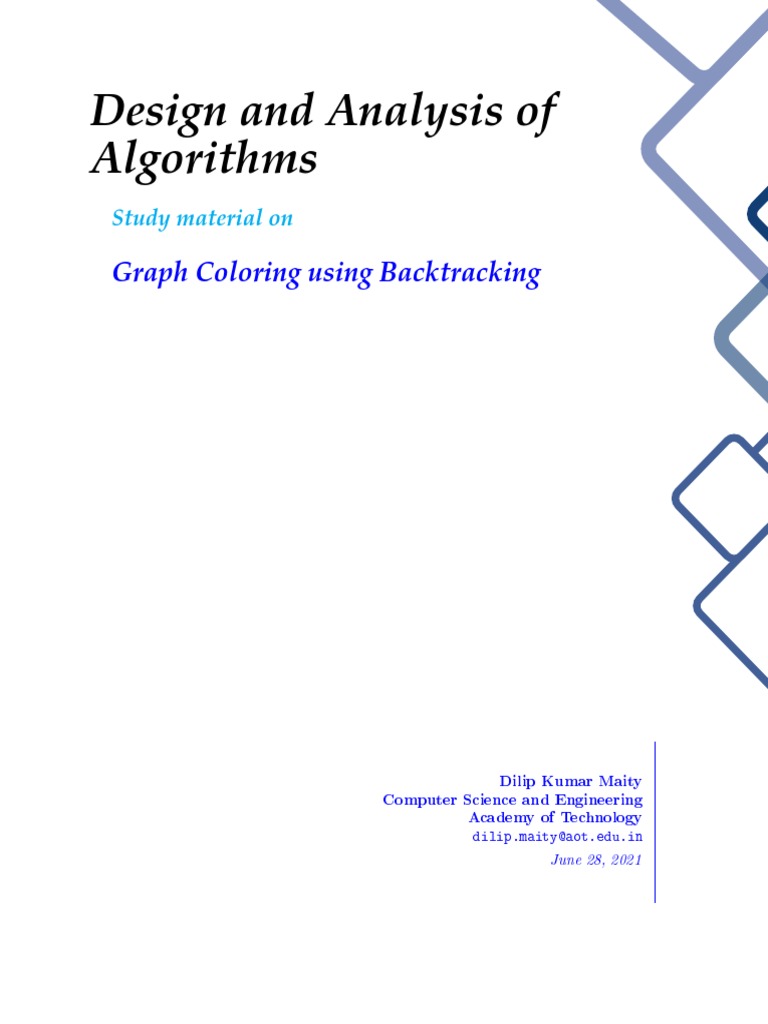 Design and Analysis of Algorithms: Graph Coloring Using Backtracking ...