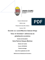 Docente: Lic. Leonel Mauricio Cabezas Ortega Tema: U1 Actividad 1: Definiciones de Globalización Económica