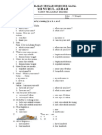 Soal PTS B. Inggris Kelas 4