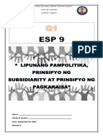 Lipunang Pampolitika, Prinsipyo NG Subsidiarity at Prinsipyo NG Pagkakaisa