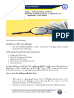 Module 4-Introduction Section (Background of The Study, Research Questions or Hypothesis and Significance of The Study)