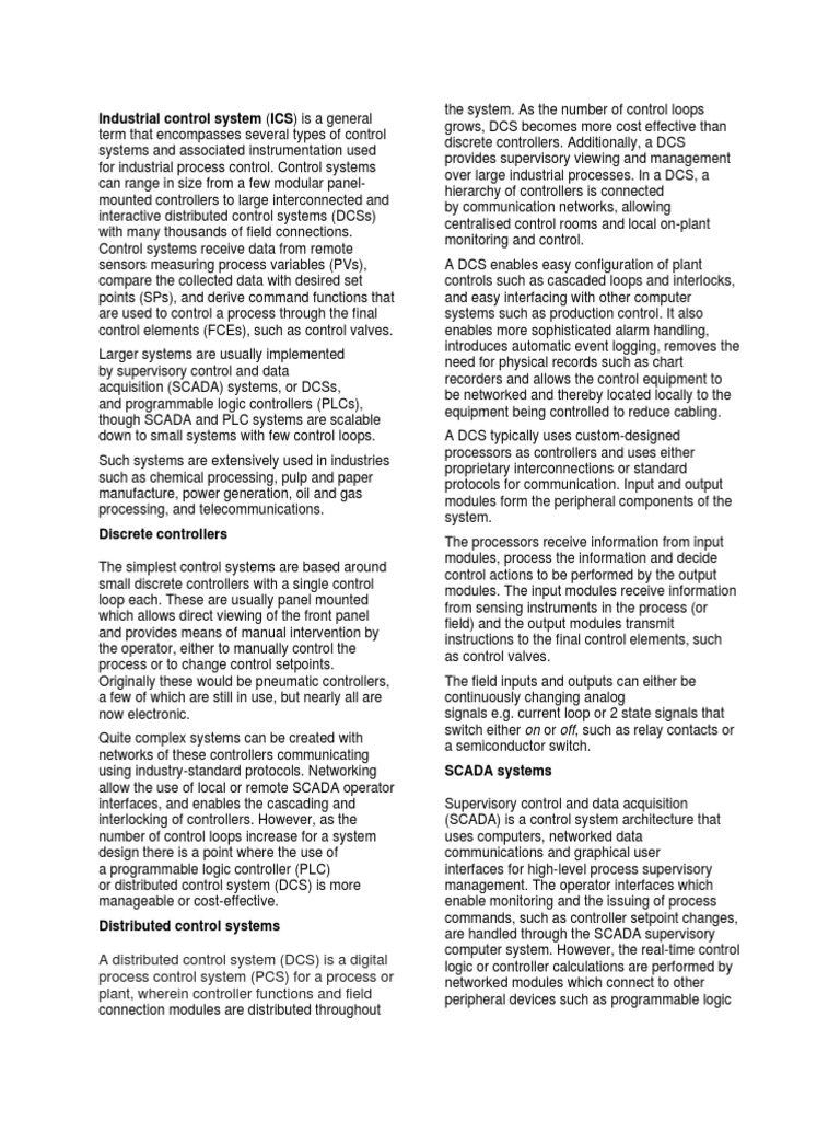 Industrial Control System | PDF | Programmable Logic Controller ...
