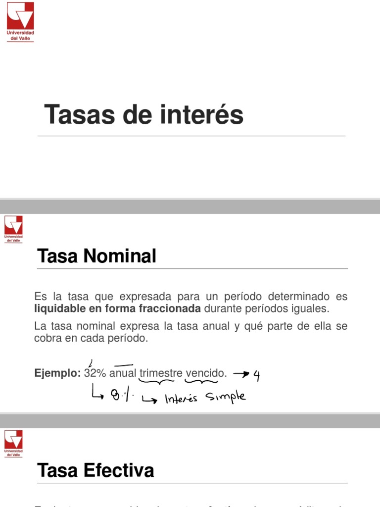 Matemáticas Financieras - Tasas de Interés | PDF | Interés | Tasas de ...