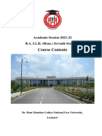Course Contents: Academic Session 2021-22 B.A. LL.B. (Hons.) Seventh Semester