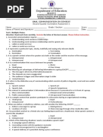 Department of Education: Oral Communication in Context