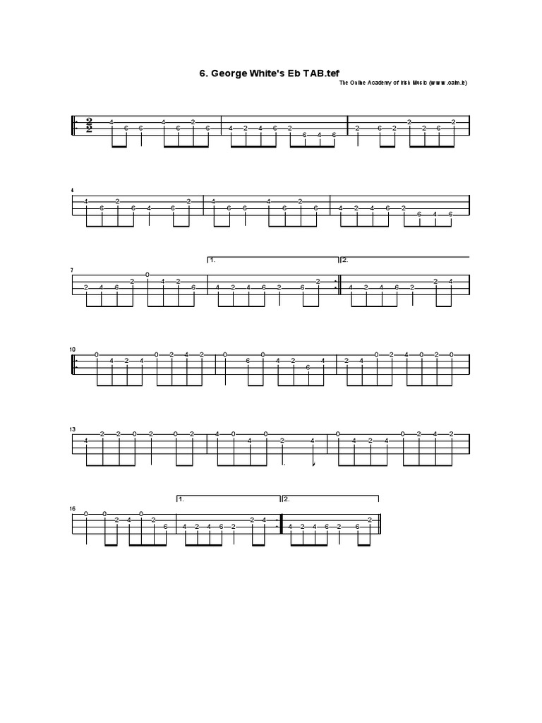 George White's Eb TAB for Irish Music | PDF