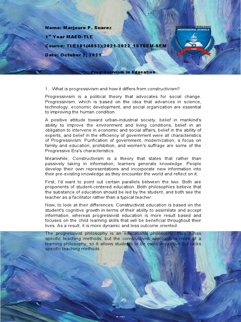 Progressivism in Education | PDF | Constructivism (Philosophy Of ...