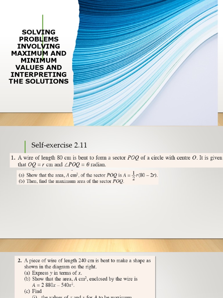 Problem Solving Maximum N Minimum Value & Rate of Change | PDF
