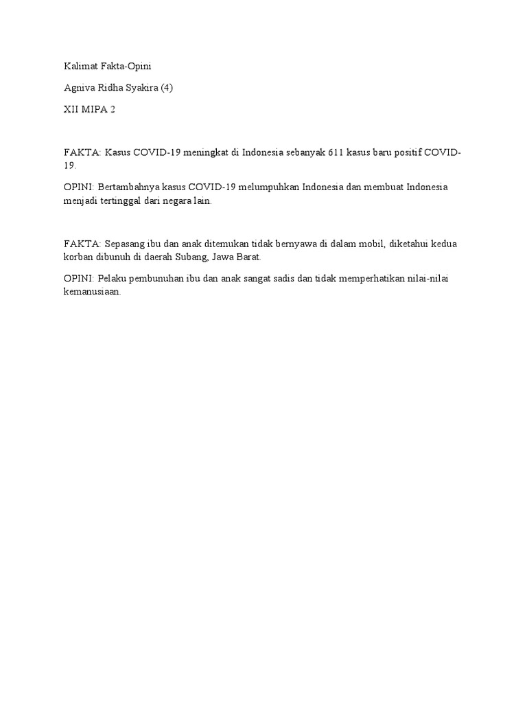 Kalimat Fakta Dan Opini Pdf