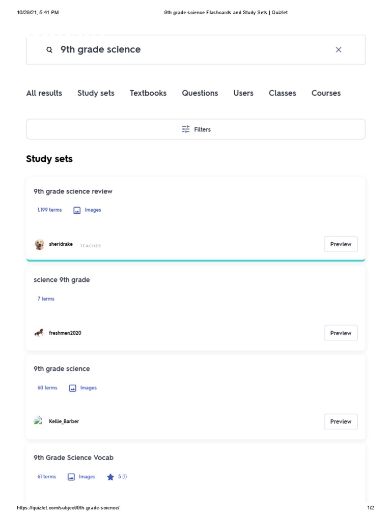 9th Grade Science Flashcards And Study Sets Quizlet Pdf