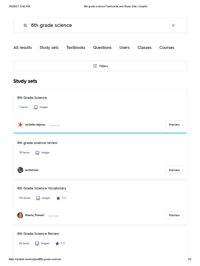 8th Grade Science Flashcards And Study Sets Quizlet Pdf Learning