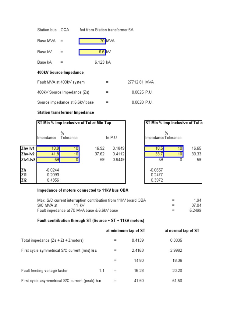 Fault Calculation PDF Transformer Electricity