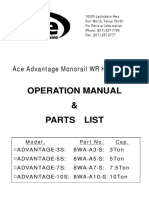 Operation Manual & Parts List: Ace Advantage Monorail WR Hoists