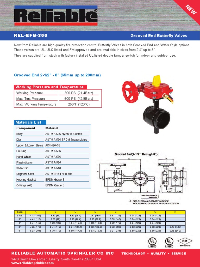 RELBFG300 Grooved End Butterfly Valves PDF Valve Gas Technologies