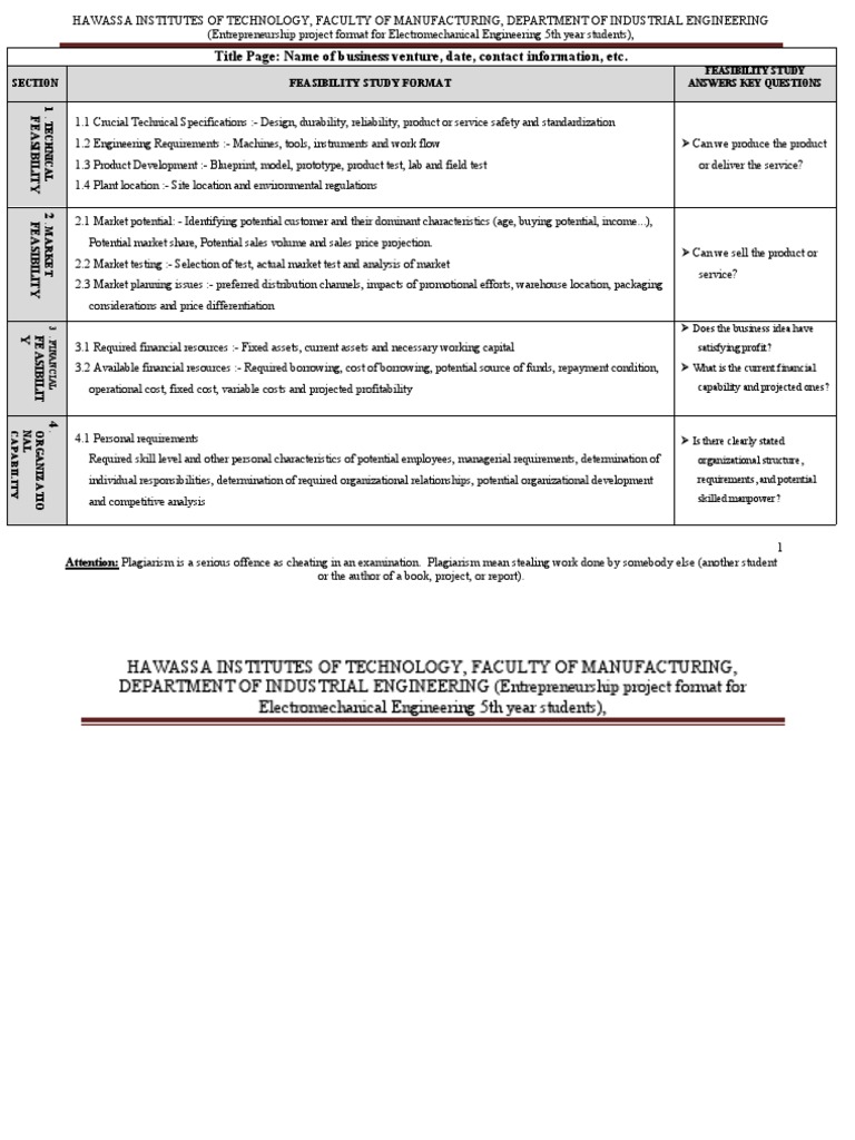 Feasibility Study Guidelines for Projects | PDF | Feasibility Study ...