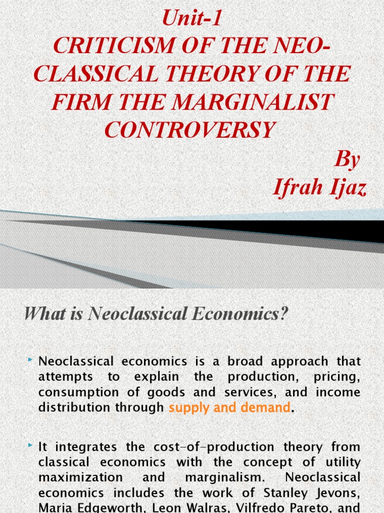 Father Of Neo Classical Theory