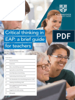 Critical Thinking in EAP: A Brief Guide For Teachers: Part of The Cambridge Papers in ELT Series May 2019