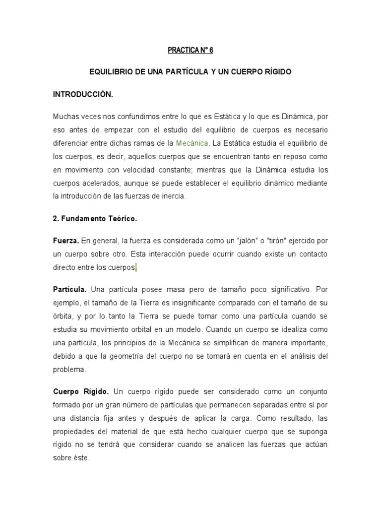 Practica N 6 | PDF | Masa | Fuerza