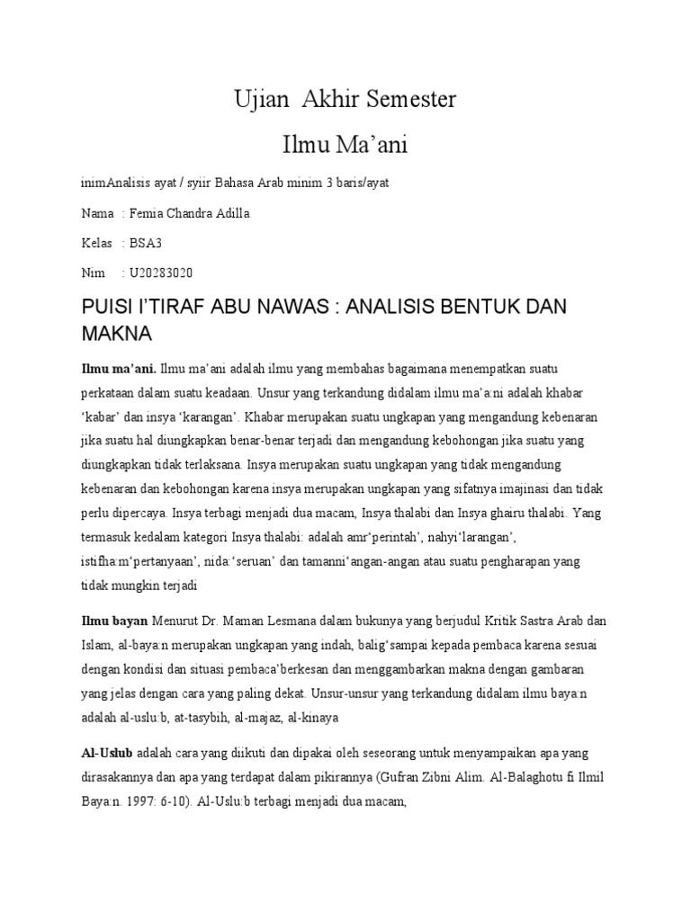 Ilmu Maani Bahasa Arab Pdf
