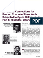 Horizontal Connections For Precast Concrete Shear Walls Subjected To Cyclic Deformations Part 1 - Mild Steel Connections