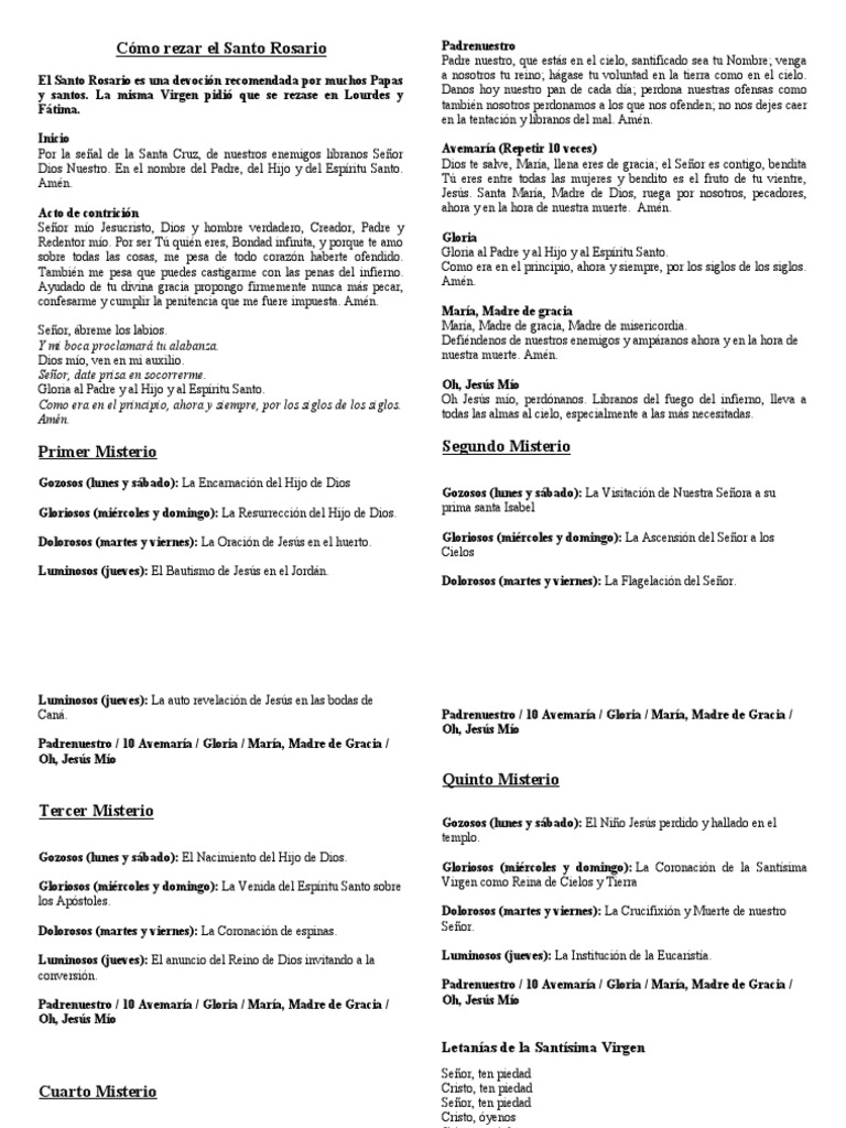 Cómo rezar el Santo Rosario | PDF | María, madre de Jesús | orador del ...