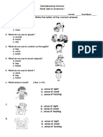 Temraksuksa School Final Test in Science I Name: - Level: - Number: - Part I. Multiple Choice. Write The Letter of The Correct Answer