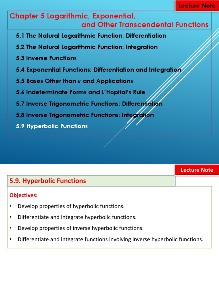 Hyperbolic Functions: Integration & Derivatives | PDF | Differential ...