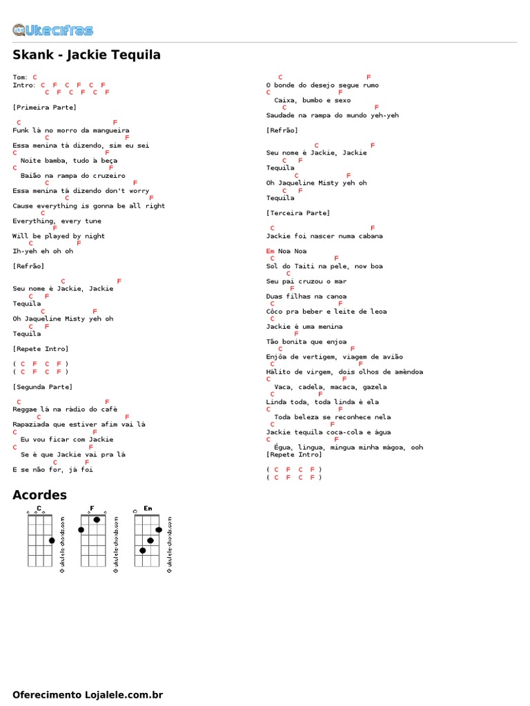 Skank Jackie Tequila (Uke Cifras) PDF