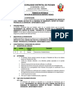 Contratación asistente técnico mejora local comunal Pichari