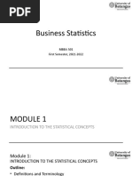 Business Statistics: MBBA 501 First Semester, 2021-2022