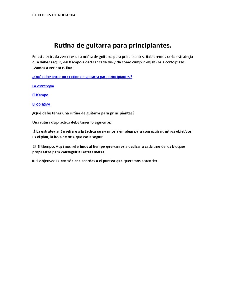 Rutina de Guitarra para Principiantes | PDF | Escala (música) | Guitarras
