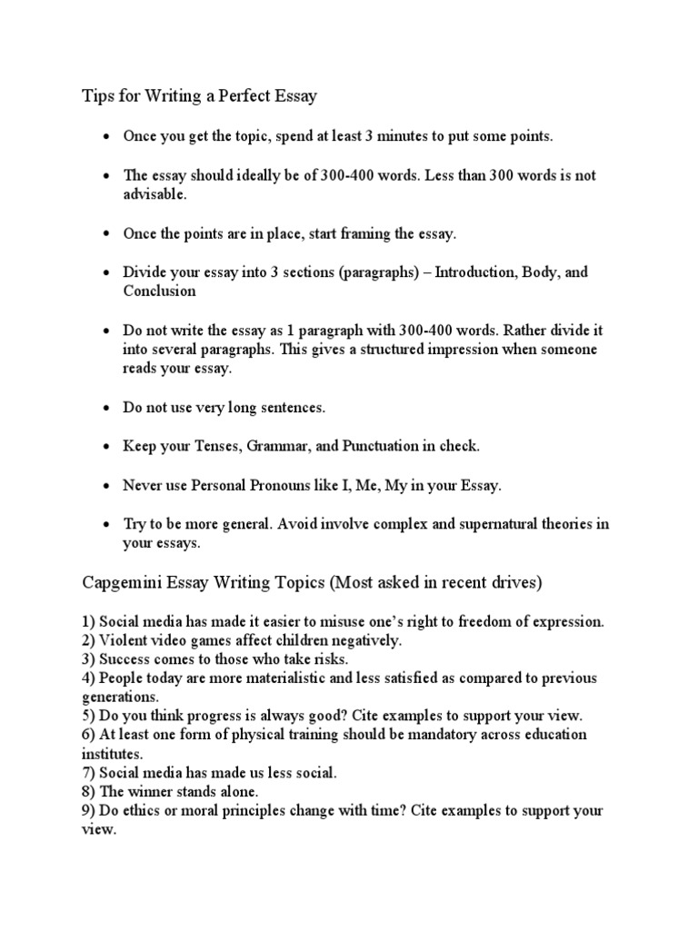 Tips For Writing A Perfect Essay | PDF | Popular Culture & Media ...