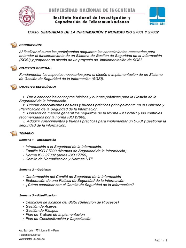 Seguridad de La Información y Normas Iso 27001 y 27002 | PDF ...
