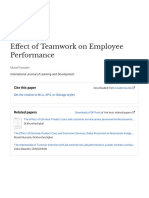 Effect of Teamwork On Employee Performance: Cite This Paper