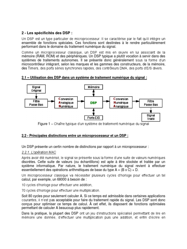 Spécificités et architecture des DSP | PDF | Processeur de signal ...