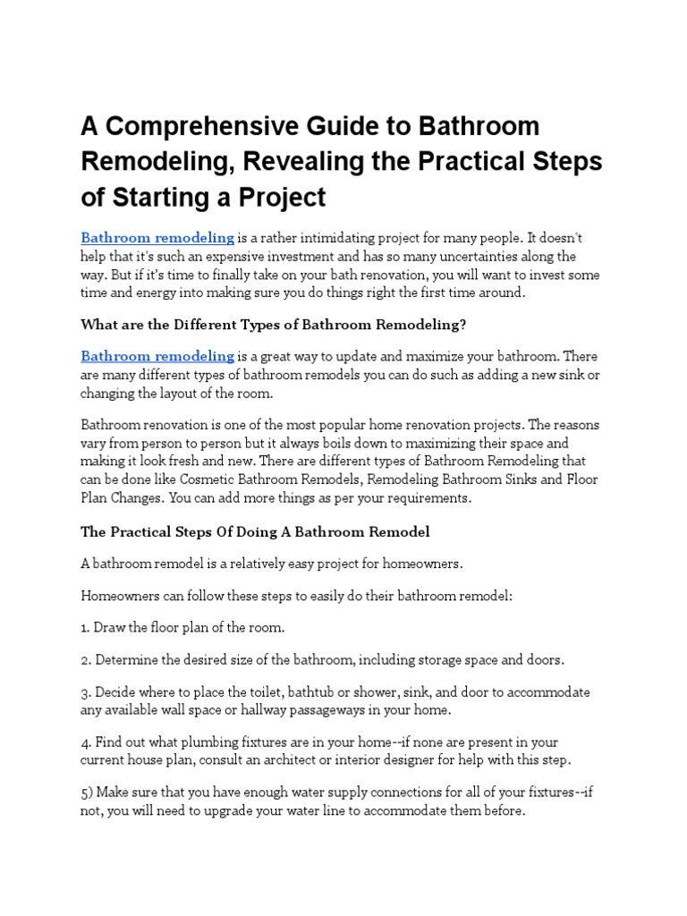Essential Steps for Bathroom Remodeling | PDF