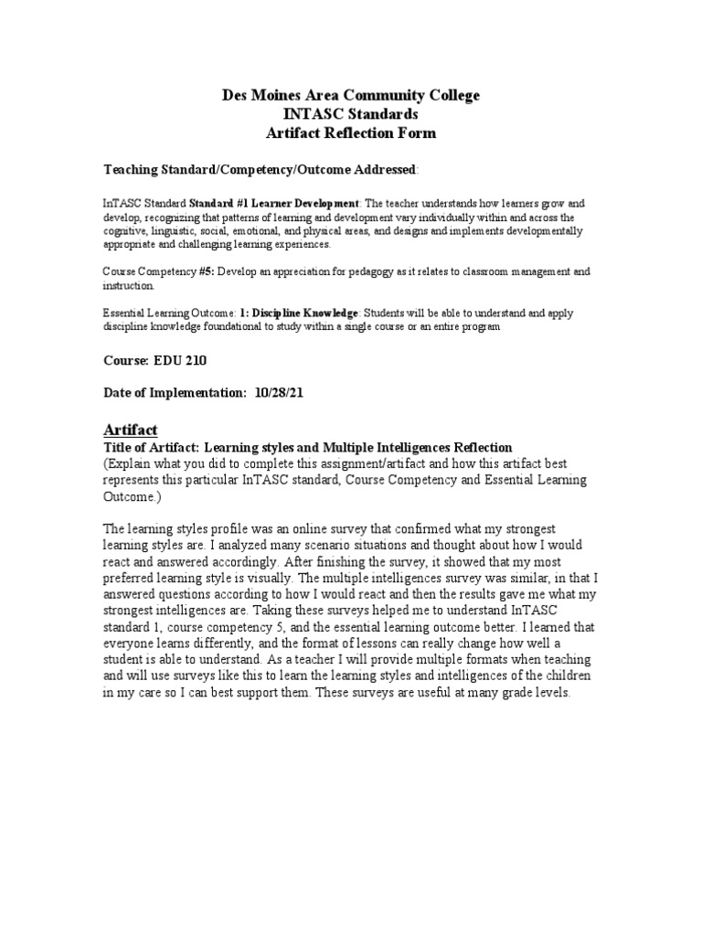 Learning Styles Reflection for Educators | PDF | Learning Styles | Learning