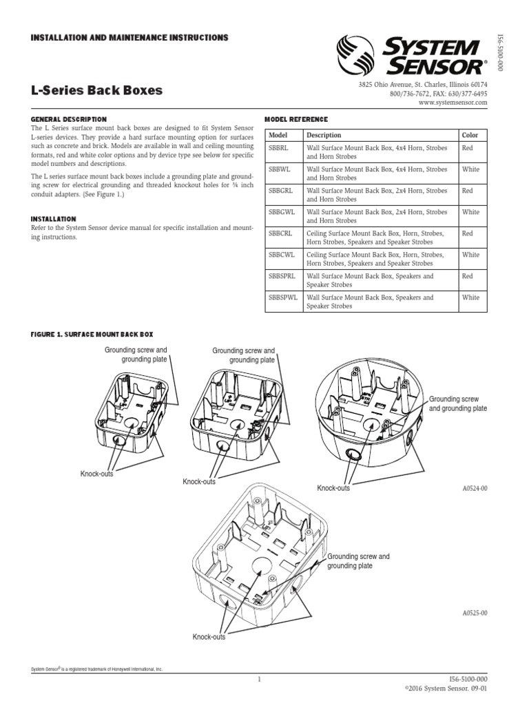 LSeries Back Boxes Installation and Maintenance Instructions PDF Manufactured Goods