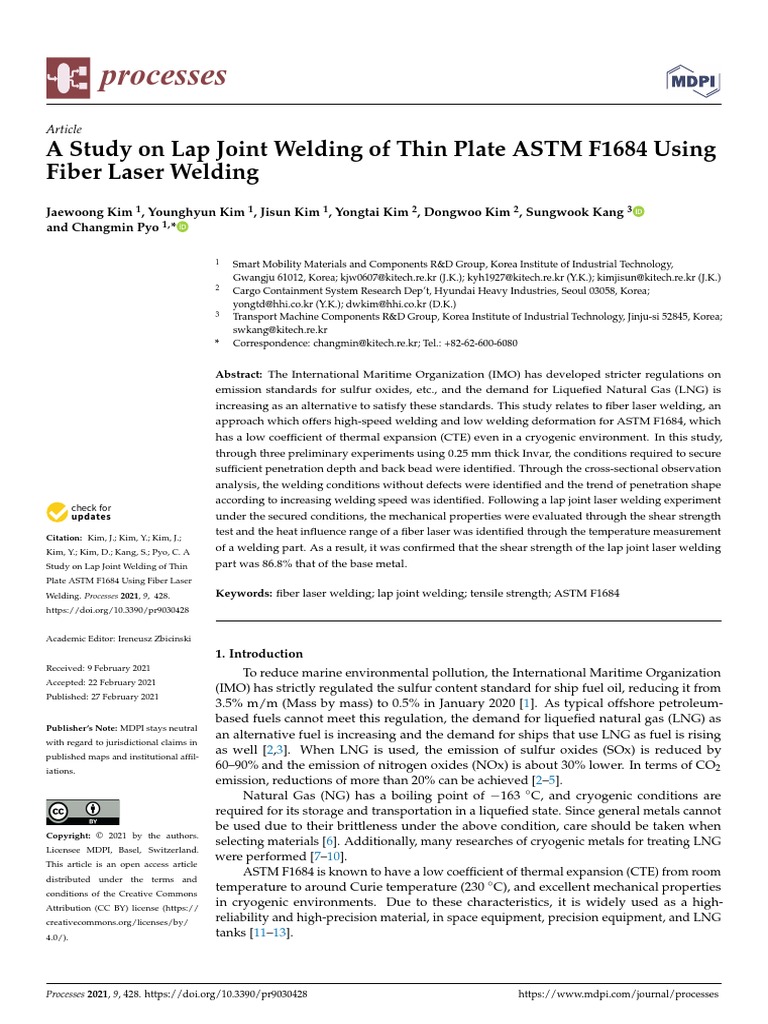 Processes: A Study On Lap Joint Welding of Thin Plate ASTM F1684 Using ...