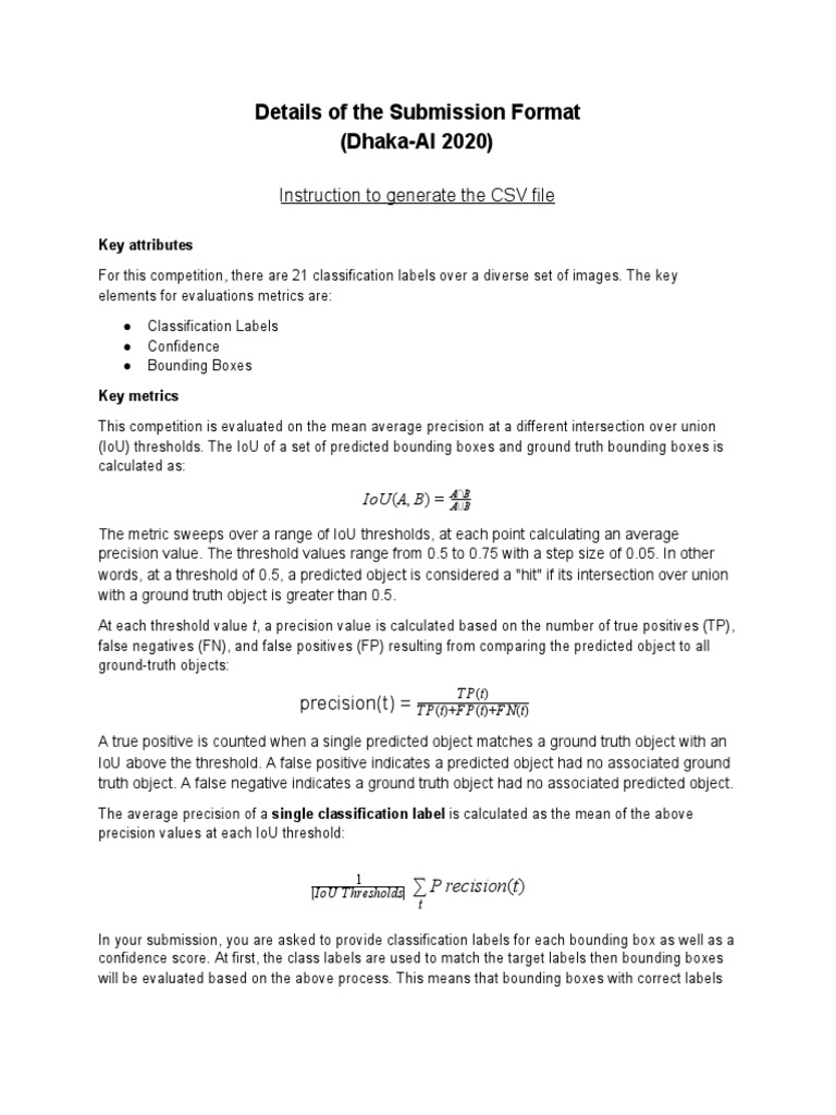 Details of The Submission Format (DhakaAI 2020) Instruction To